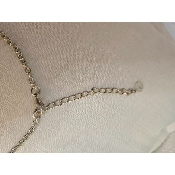 Alfani Oval Silver Toned Pendant Rhinestone Statement Necklace 32" Chain - Picture 5 of 7